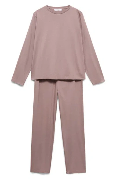 Mango Plain Cotton Pajamas In Animal Print