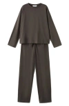 Mango Plain Cotton Pajamas In Brown