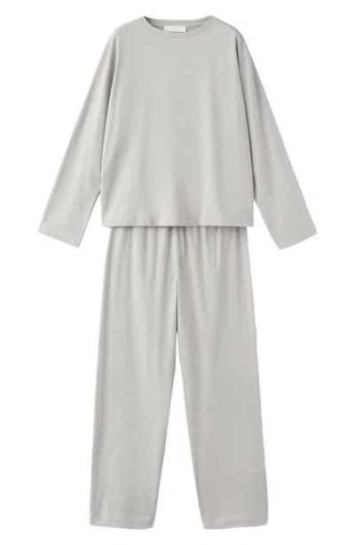 Mango Plain Cotton Pajamas In Gray