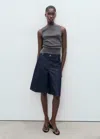 Mango Plain Cotton Strappy Top Charcoal In Gray