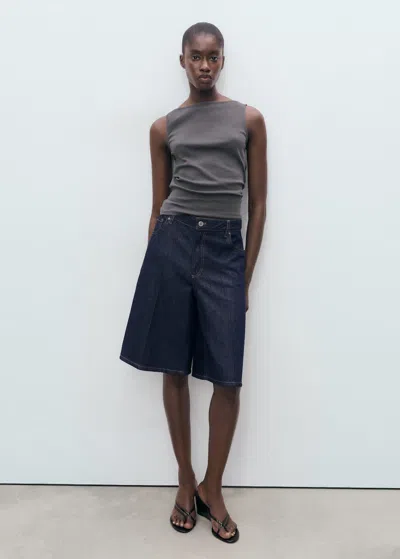 Mango Plain Cotton Strappy Top Charcoal In Gray