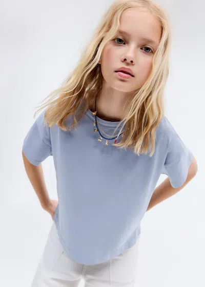 Mango T-shirt Coton Uni Bleu - Enfants - 13-14 Ans -  Kids In Blue