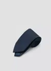Mango Plain Silk Tie In Navy