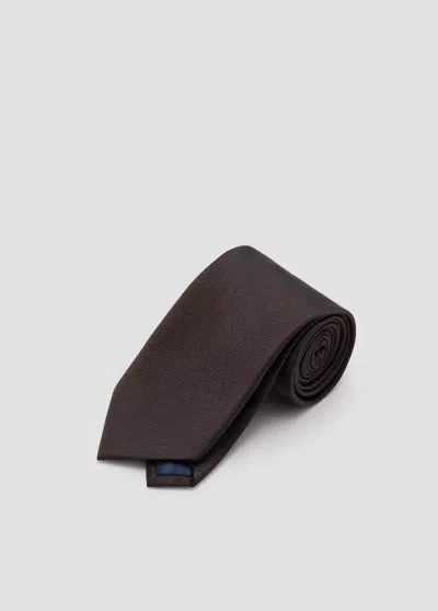 Mango Plain Silk Tie In Brown