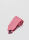 Mango Plain Silk Tie In Pastel Pink
