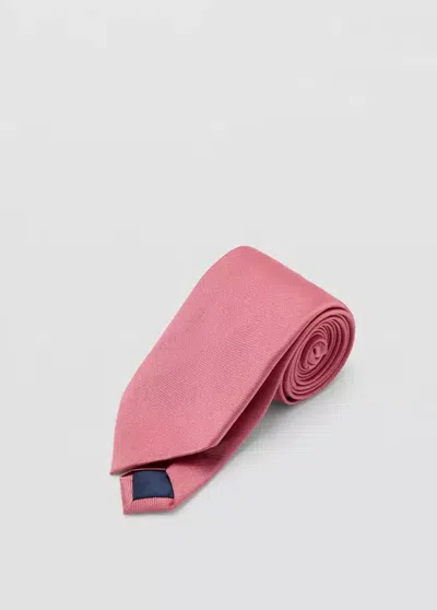 Mango Plain Silk Tie In Pastel Pink