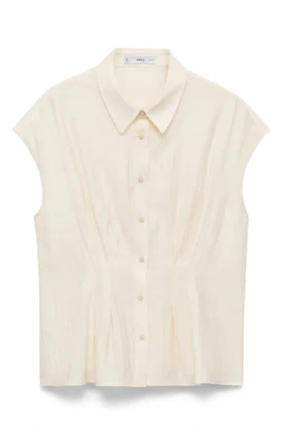 Mango Pleat Front Sleeveless Button-up Shirt