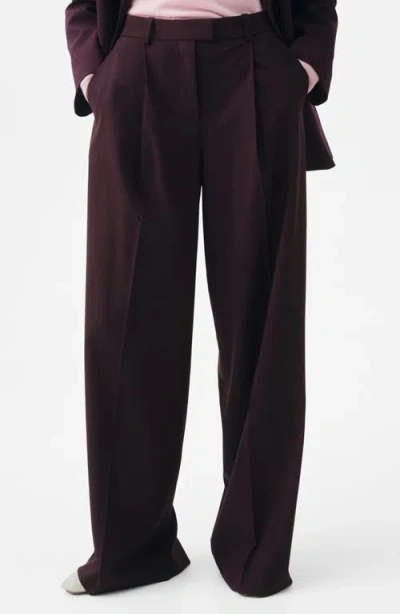Mango Pleat Front Straight Leg Pants In Black