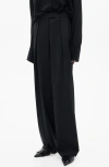 Mango Pleat Front Straight Leg Pants In Charcoal