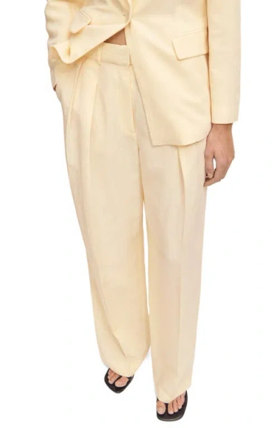 Mango Pleat Front Straight Leg Suit Pants