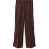Mango Pleat Front Straight Leg Wool Pants In Brown