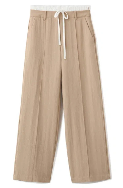 Mango Pleat Front Wide Leg Pants In Brown