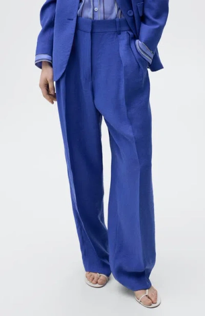 Mango Pleat Front Wide Leg Suit Pants