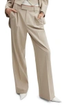 Mango Pleat Front Wide Leg Suit Pants In Beige