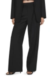 Mango Pleat Front Wide Leg Suit Pants In Black