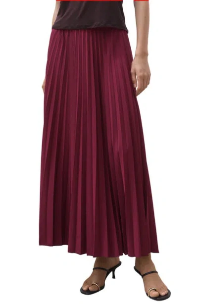 Mango Pleat Midi Skirt In Burgundy