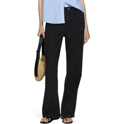 Mango Over The Bump Crop Flare Maternity Jeans In Black Denim