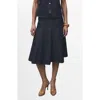 Mango Pleated Denim Skirt Open Blue In Blue