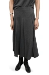 Mango Pleated A-line Midi Skirt In Gray
