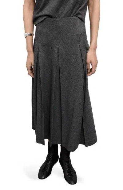 Mango Pleated A-line Midi Skirt In Black