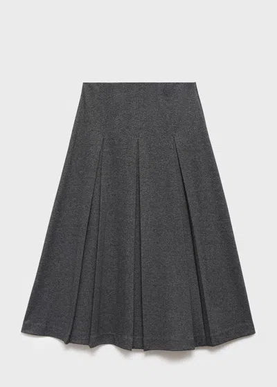 Mango Pleated A-line Skirt In Gray