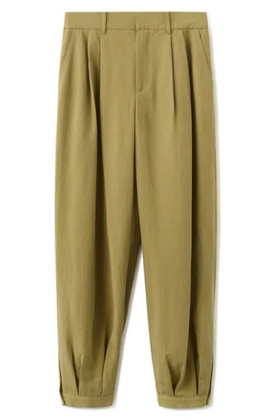 Mango Pleated Baggy Pants In Green