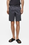 Mango Pleated Cotton Blend Bermuda Shorts In Dark Navy