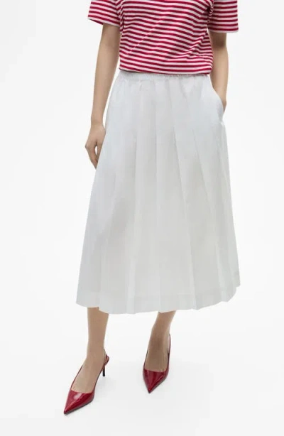 MANGO MANGO PLEATED COTTON MIDI SKIRT