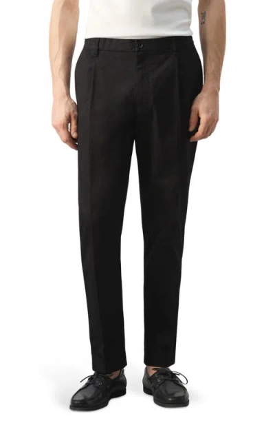 Mango Pleated Cotton Straight Leg Pants In Black