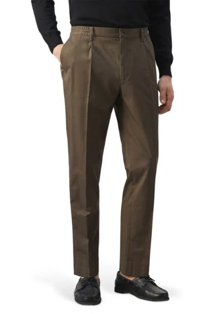 Mango Pleated Cotton Straight Leg Pants In Brown