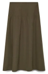 Mango Women's Pleated Detail Flared Skirt In Khaki Green