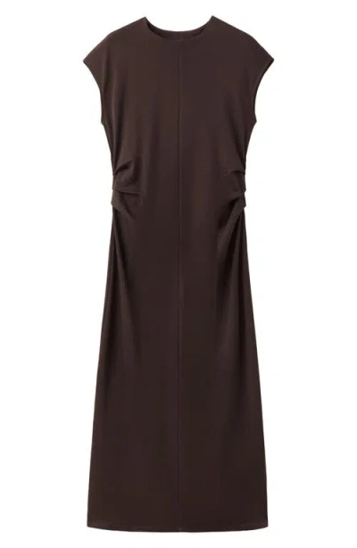Mango Pleated Dolman Sleeve Cotton Maternity Dress In Brown