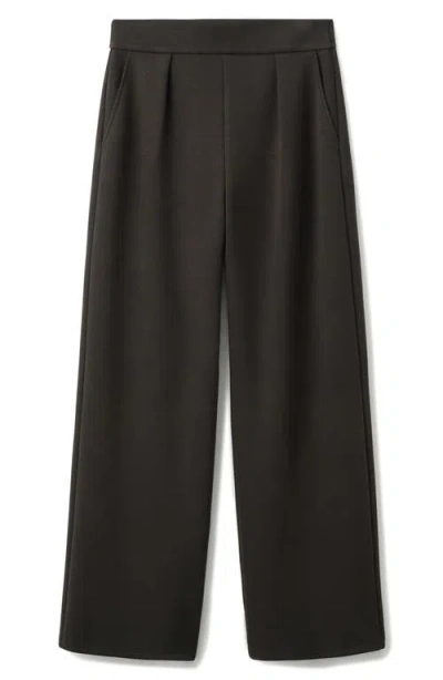 Mango Pleated Elastic Waist Pants In Black