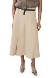 Mango Pleated Flared Midi Skirt