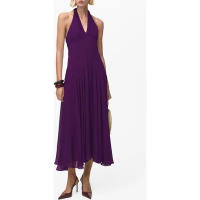 MANGO MANGO PLEATED HALTER MIDI DRESS