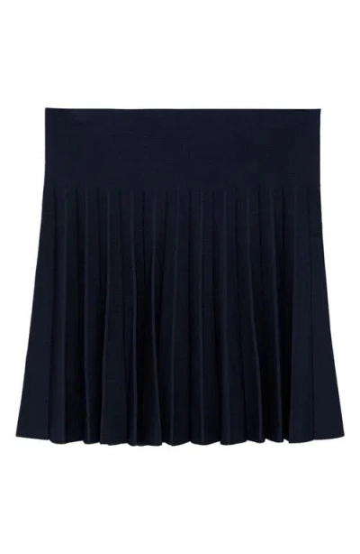 Mango Pleated Knit Skirt In Dark Navy