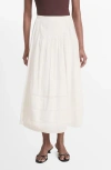 Mango Pleated Lace Trim Cotton Midi Skirt In White
