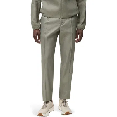 Mango Pleated Linen Blend Pants In Green