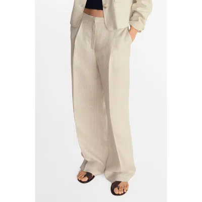 Mango Pleated Linen Pants