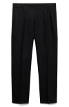 Mango Pleated Linen Pants In Black