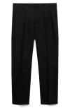 Mango Pleated Linen Pants In Black