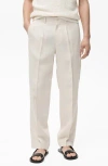 Mango Pleated Linen Pants In White