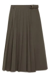 Mango Pleated Maxi Skirt In Green