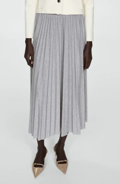 Mango Pleated Maxi Skirt In Gray