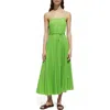 Mango Pleated Dress With Bow Green In Green