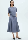Mango Pleated Midi-skirt Bleu - Femme - L -