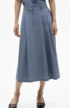 Mango Pleated Midi Skirt In Blue
