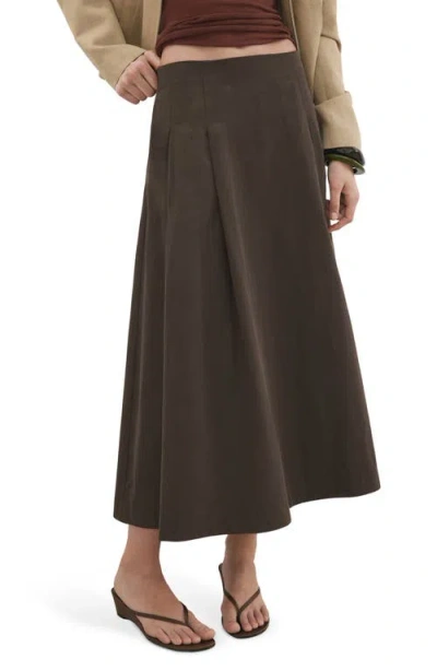 Mango Pleated Midi Skirt In Brown