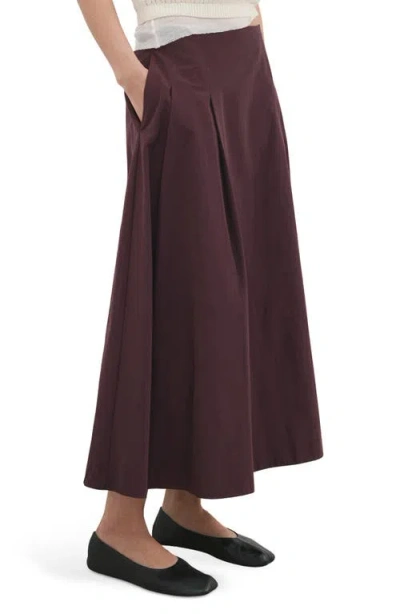 Mango Pleated Midi Skirt In Burgundy