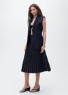 Mango Pleated Midi Skirt Dark Navy In Blue